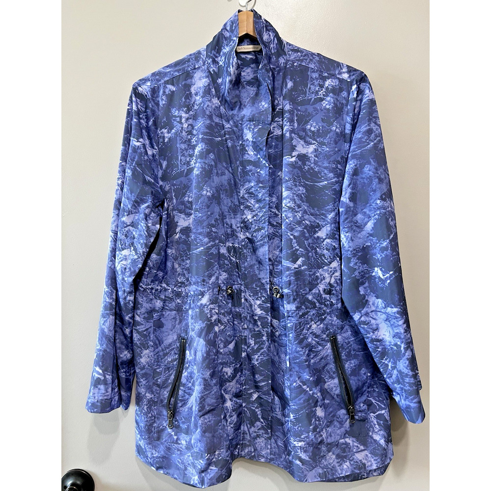Soft Surroundings Jacket Womens XL Mock neck Zip button Windbreaker Softshell